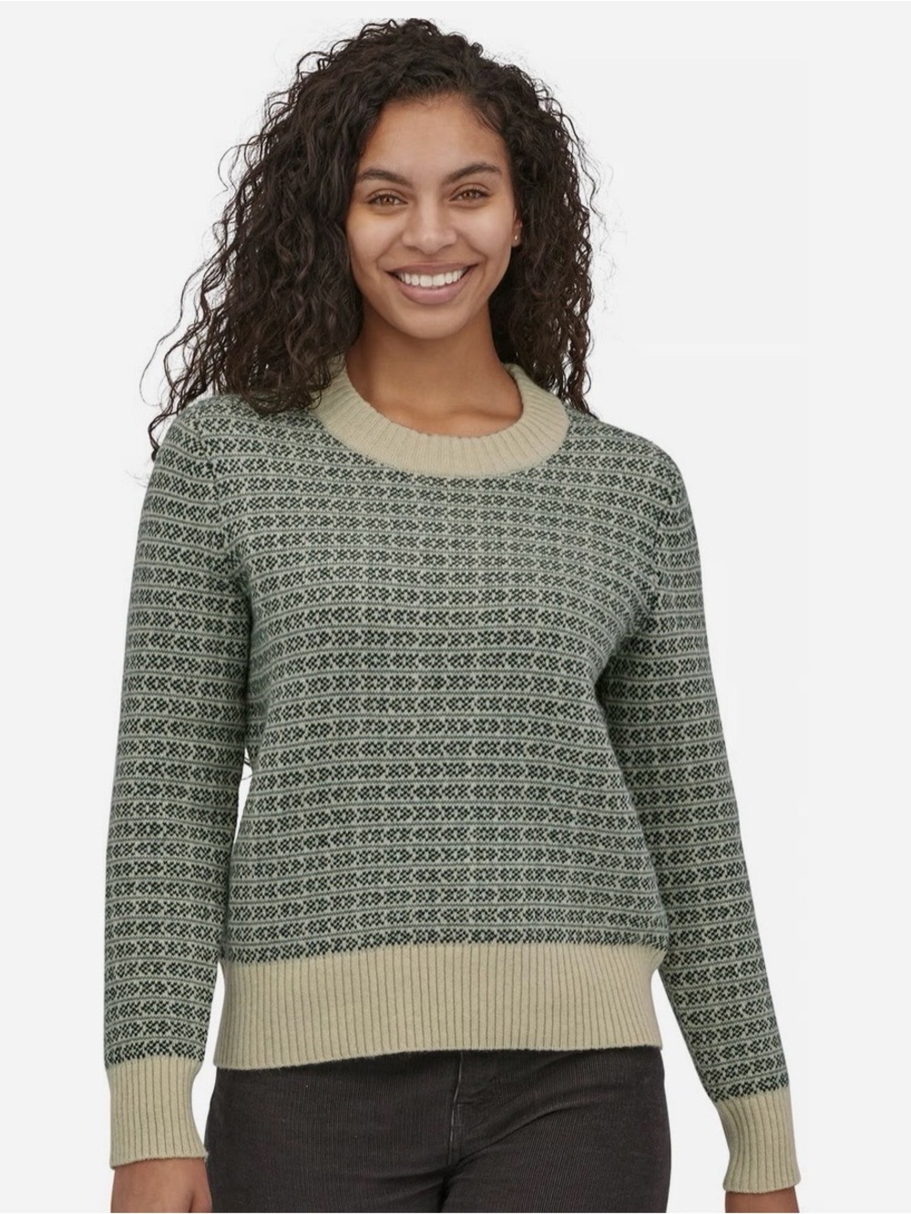 Patagonia Recycled Wool Crewneck Sweater XS Sapling Natural